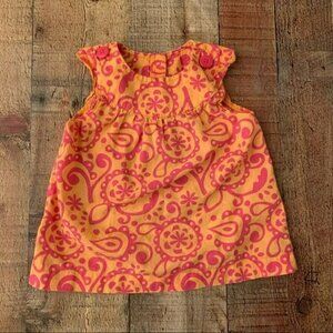 Carter’s girls orange and pink paisley with ruffle shoulder sleeve top - 24M